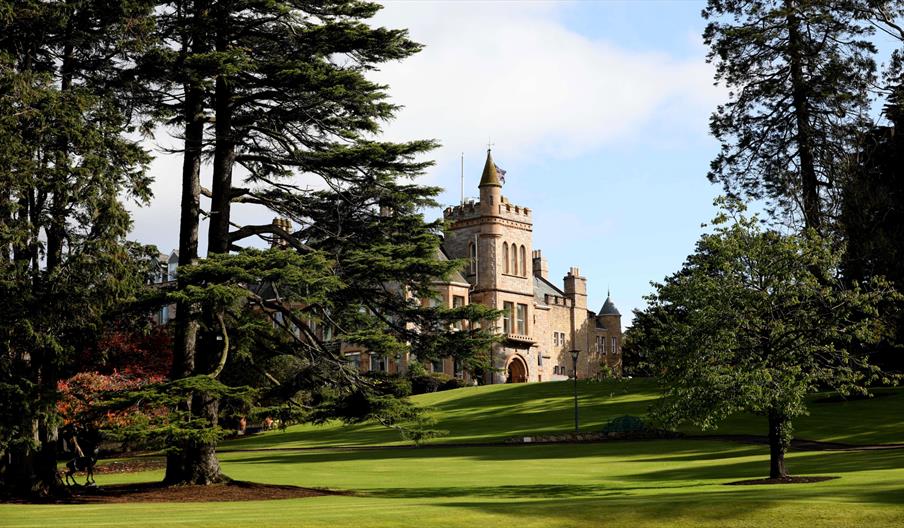 Outside view of the Culloden Estate and Spa from the lawn