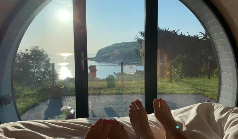 view of the sea from inside a pod