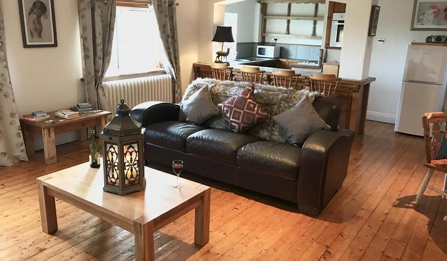 living area and kitchen
