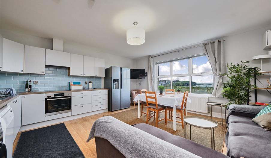 kitchen and living area