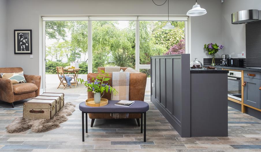 kitchen and living area